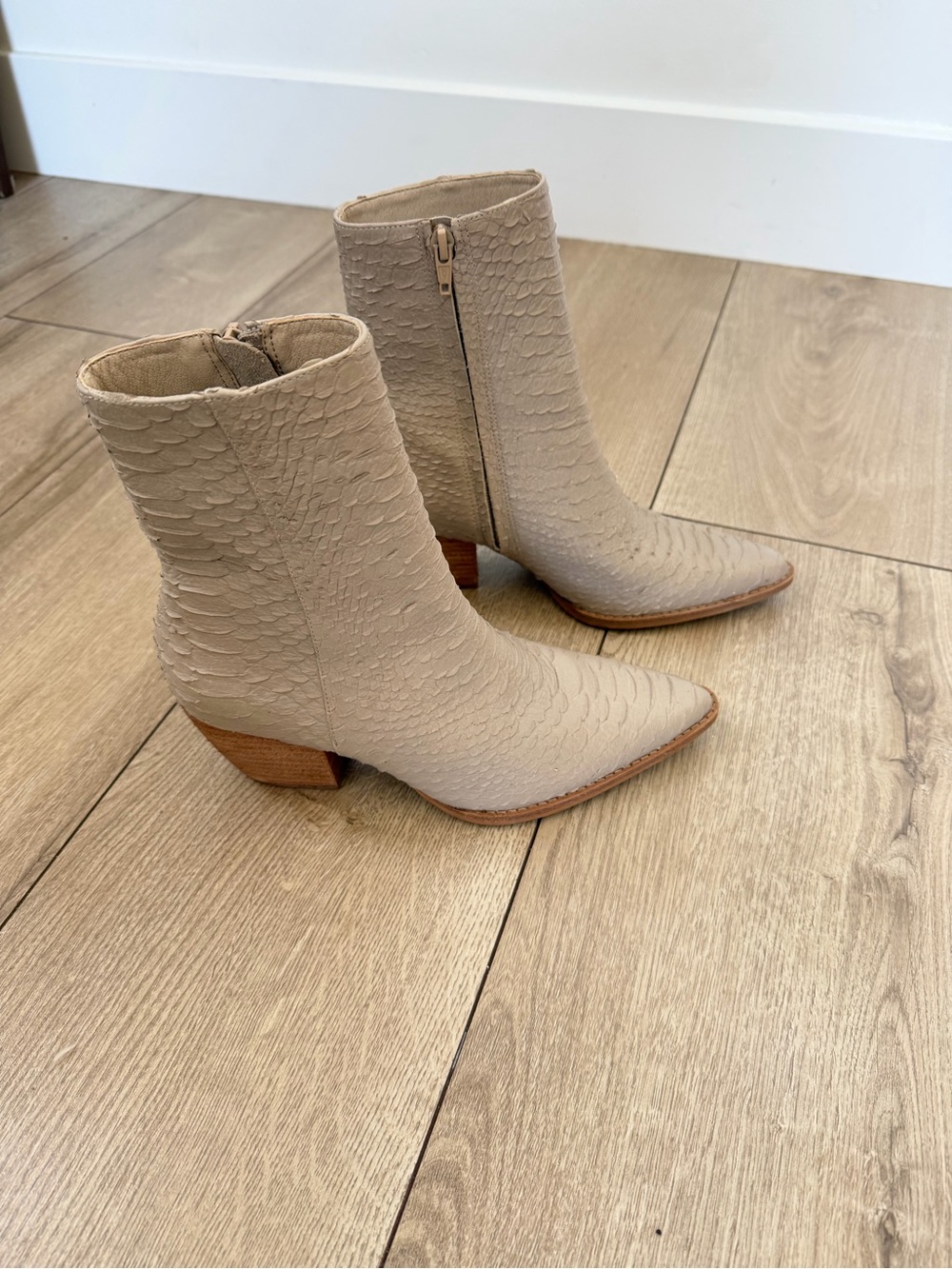 Matisse Taupe Textured Pointed Toe Ankle Boots